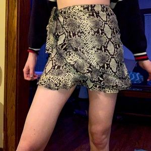 Nasty Gal Snakeskin Ruffle Wrap Skirt
